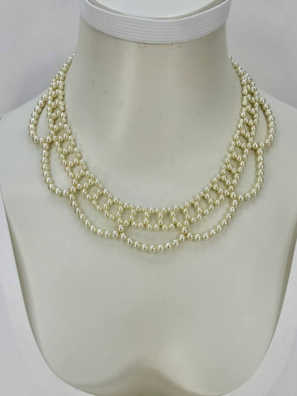Vintage Faux Pearl Collar Necklace Hollywood Regency